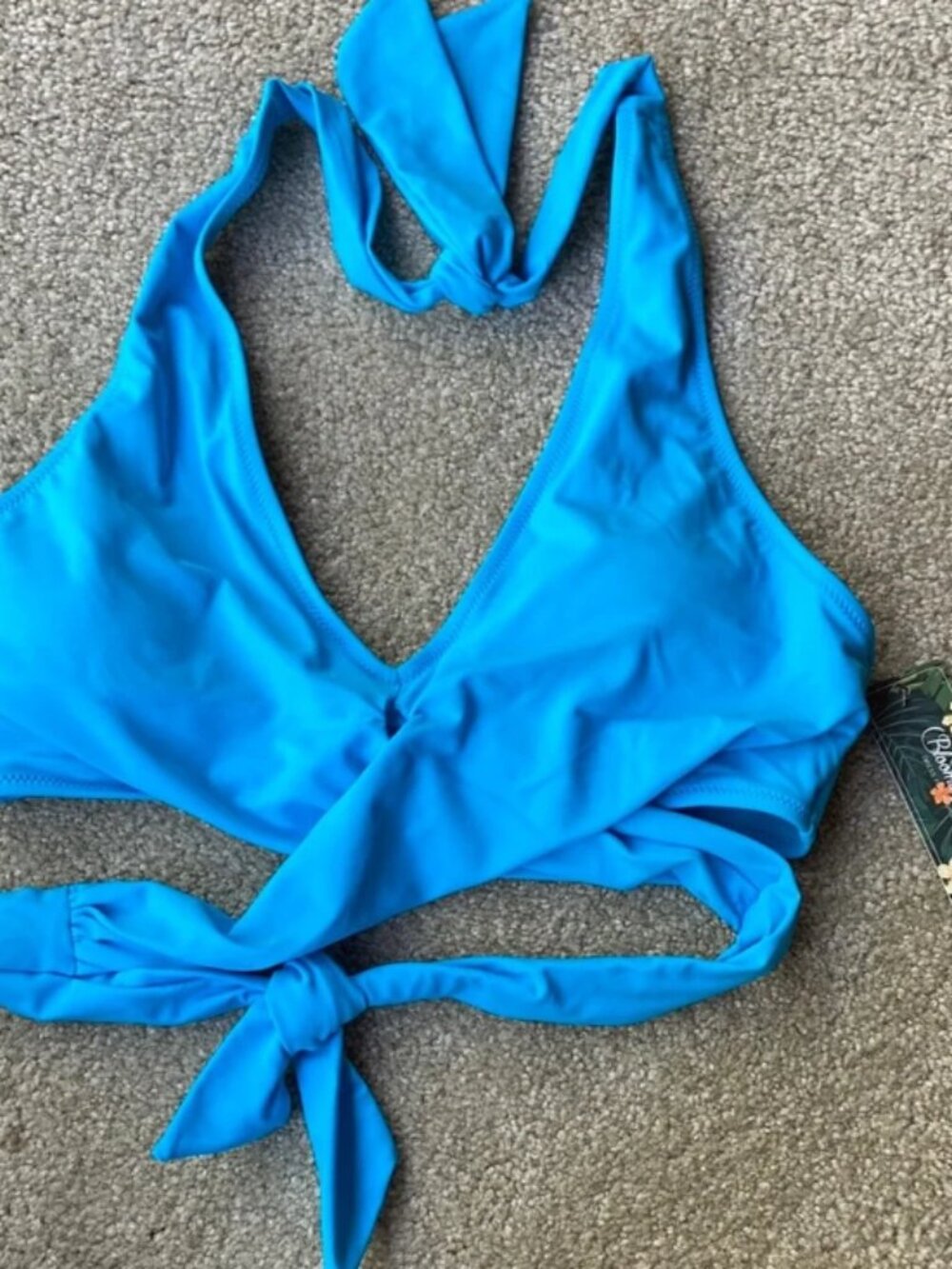🪷NWT Blooming Jelly Women's Wrap Bikini Top Size M Aqua Blue - Picture 5 of 11